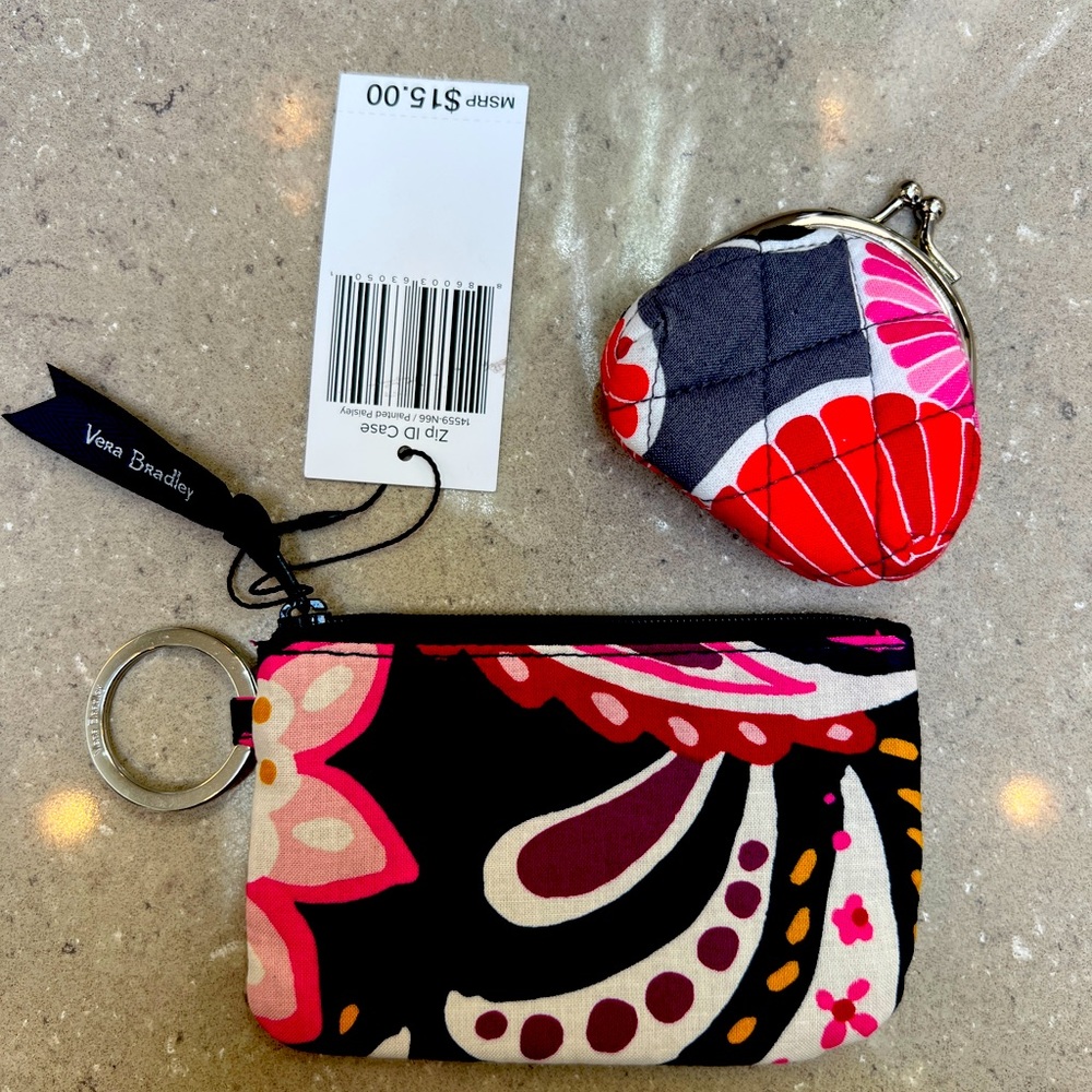 NWT Vera Bradley quilted coin purse & ID pouch/key ring - fun florals 🌺 for you!